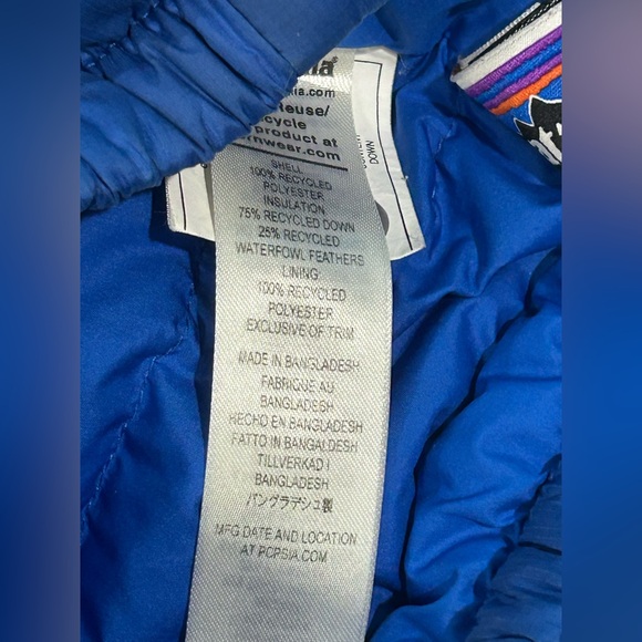 Patagonia Toddler Down Sweater Jacket 4T Blue Puffer Coat Kids Winter - Picture 11 of 12